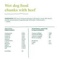 Organic dog food chunks with beef 405g